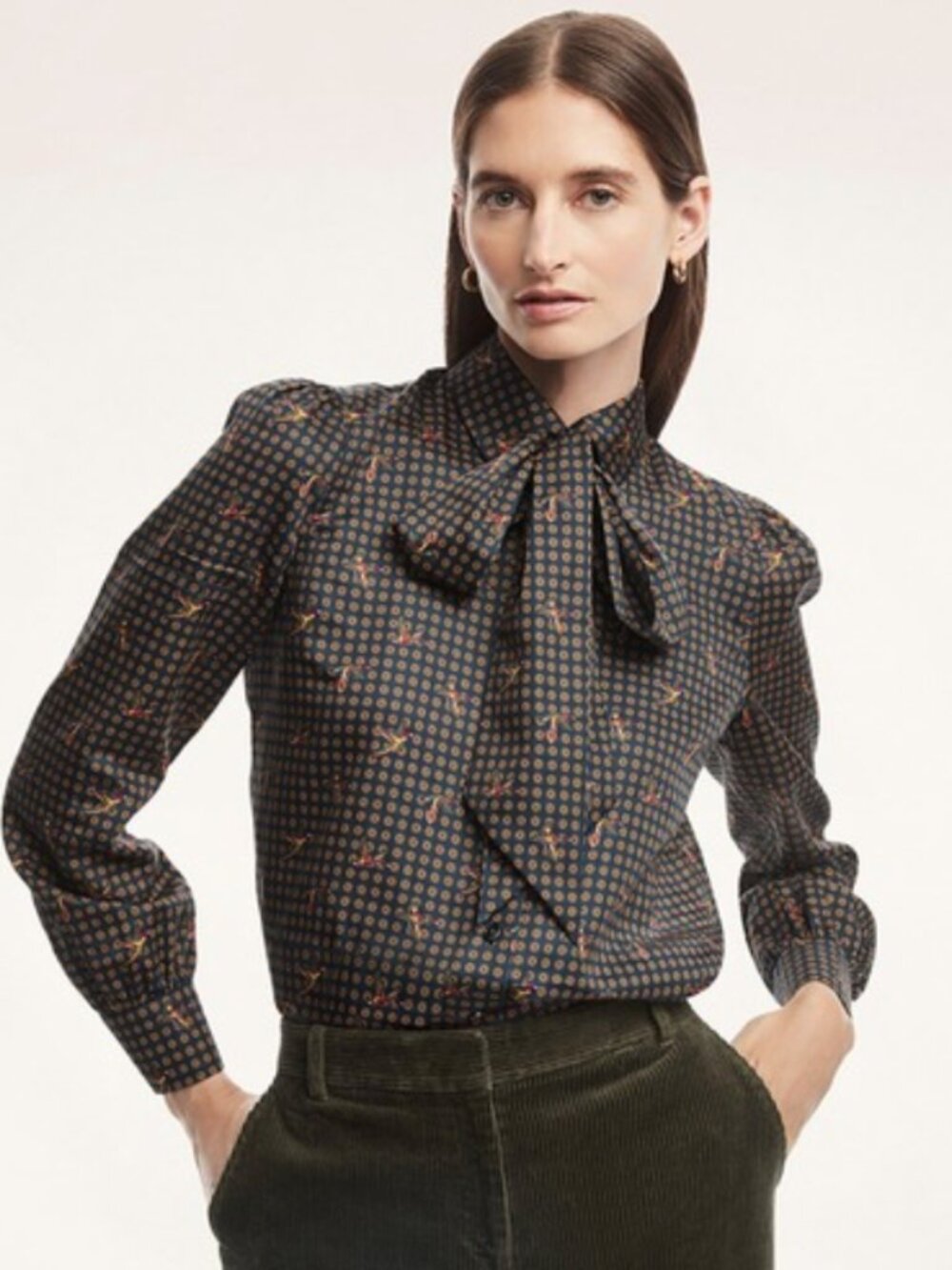 Brooks Brothers Goose Patterned Navy Blouse